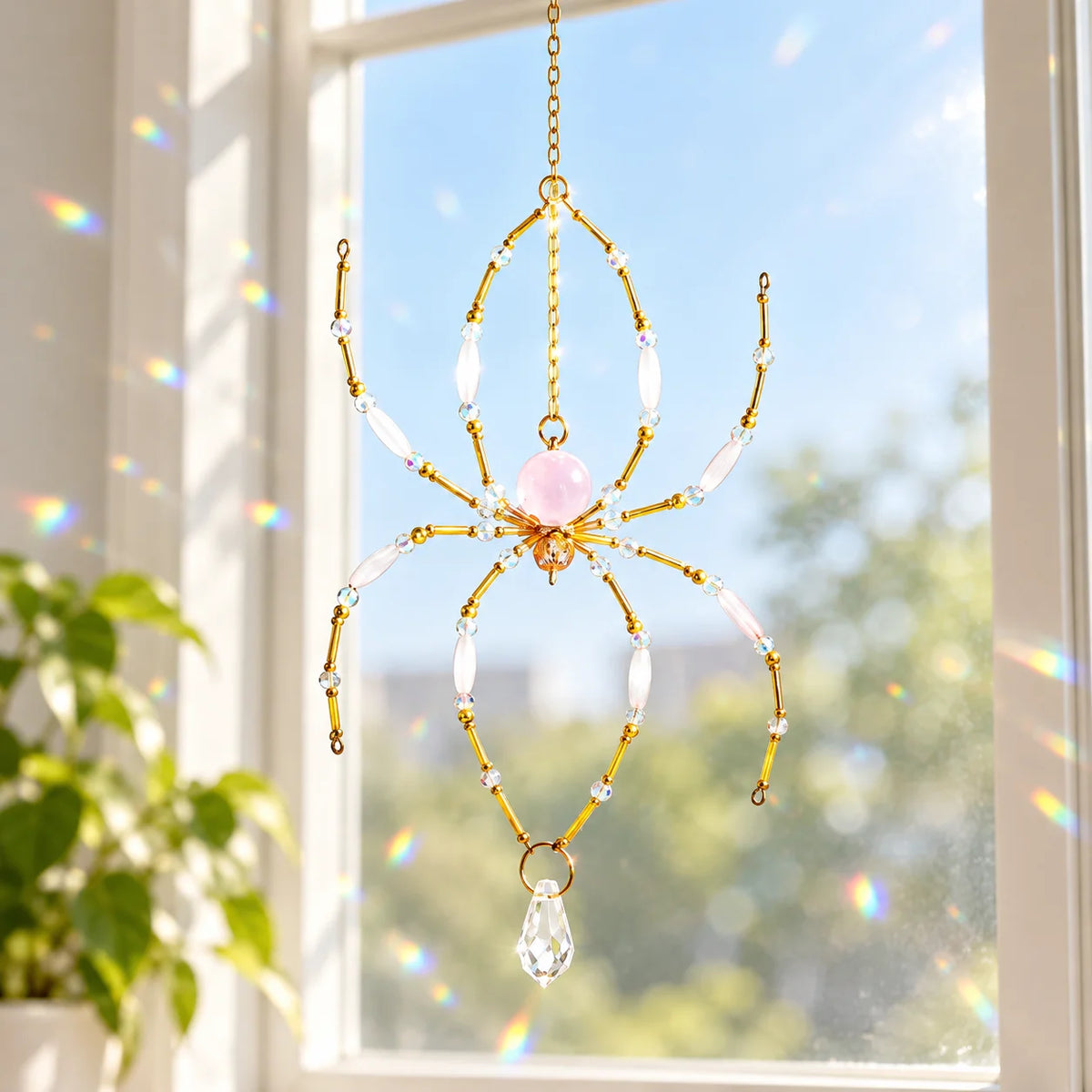 Handmade Spider Crystal Suncatcher – Beaded Window Ornament