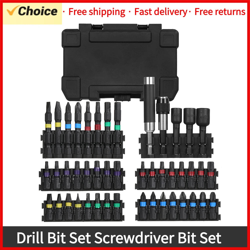 Meterk 15/20/45-Pc Drill & Screwdriver Bit Set with Case