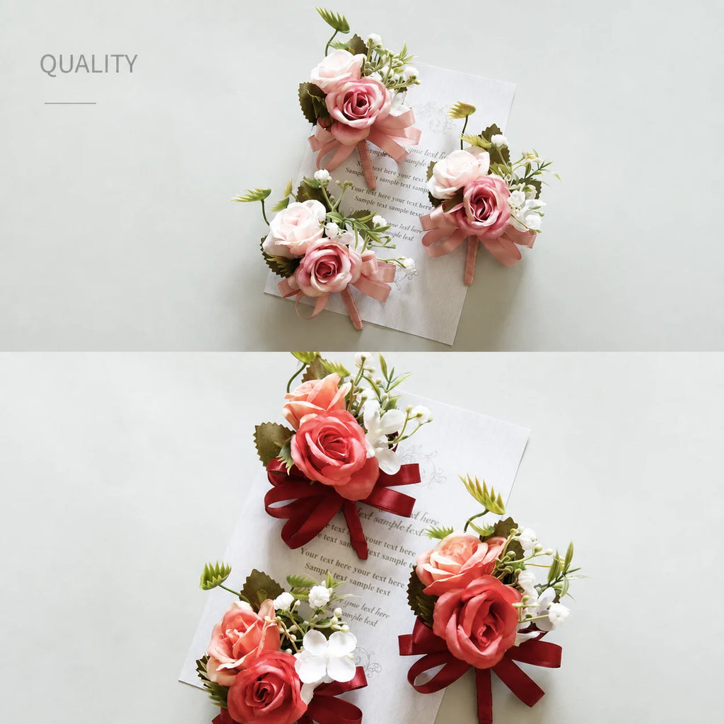 Artificial Fabric Corsage & Wrist Flower | Wedding Party