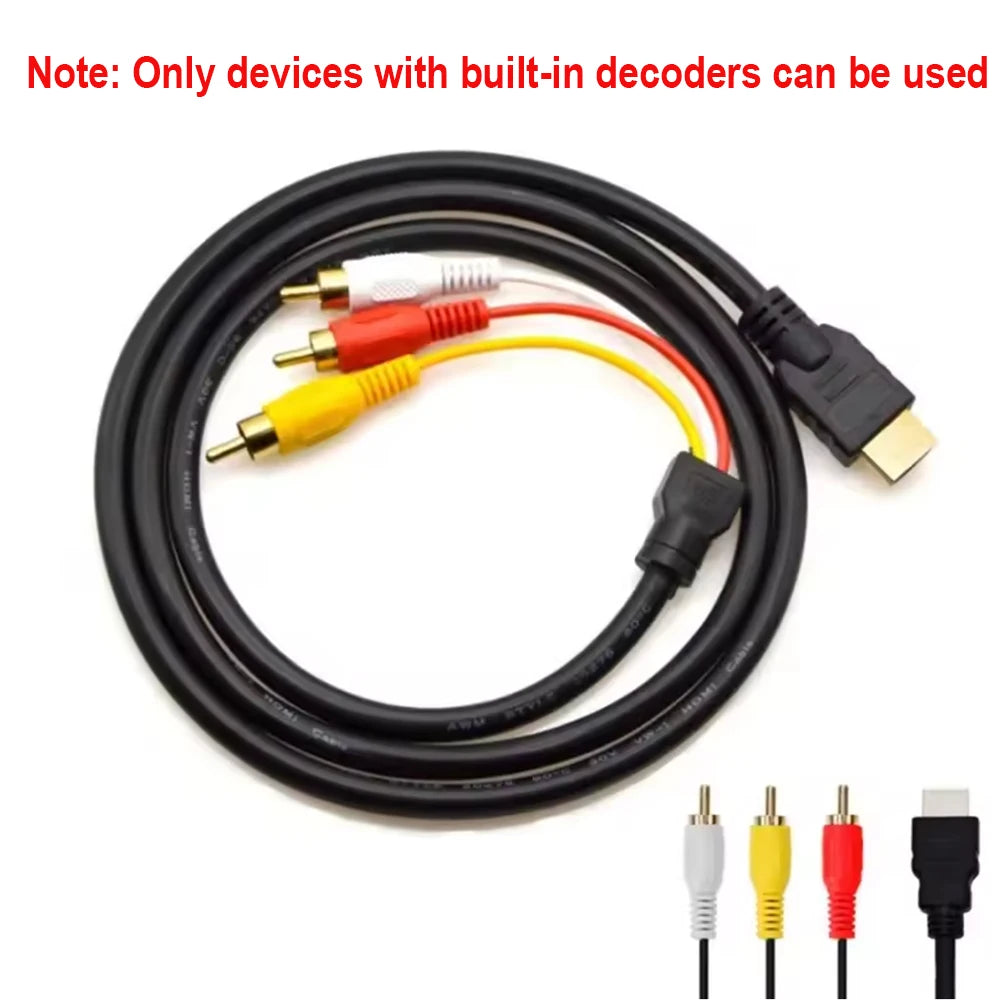 HDMI to 3RCA Cable 1.5M | One-Way for HD Players with Decoder