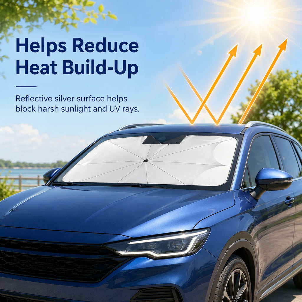 Foldable Car Windshield Sunshade 140×79cm | UV Heat Shield