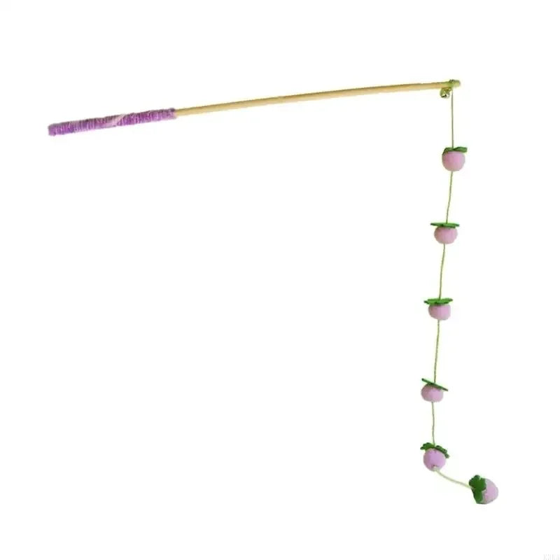 Fruit-Shaped Plush Cat Wand Toy | Wooden Handle Stick