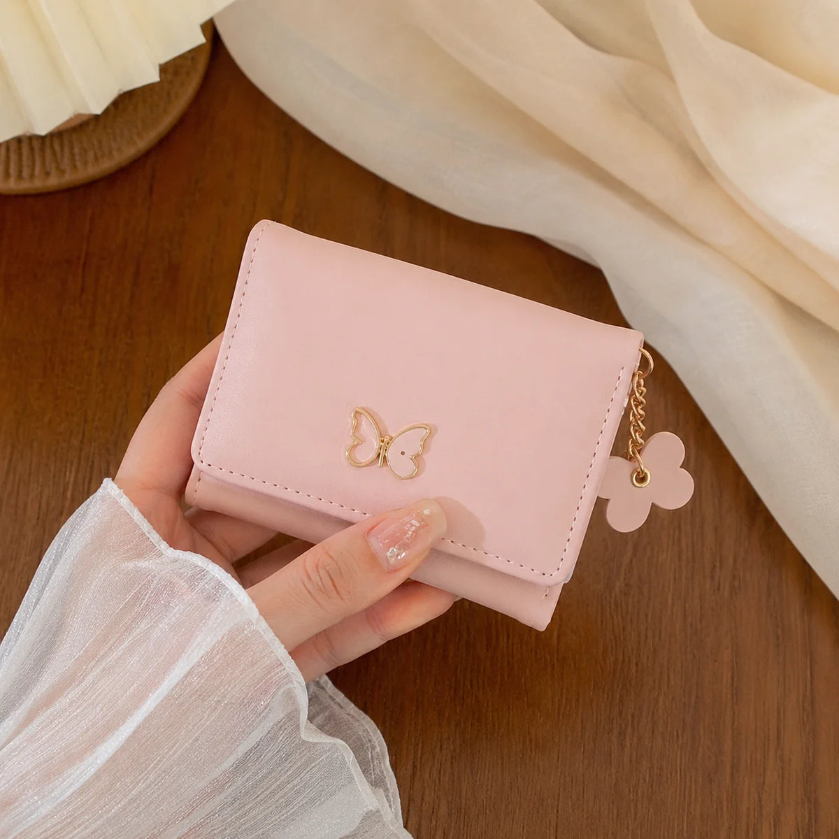 Women's Tri-Fold Wallet – Butterfly Coin Purse & Card Holder