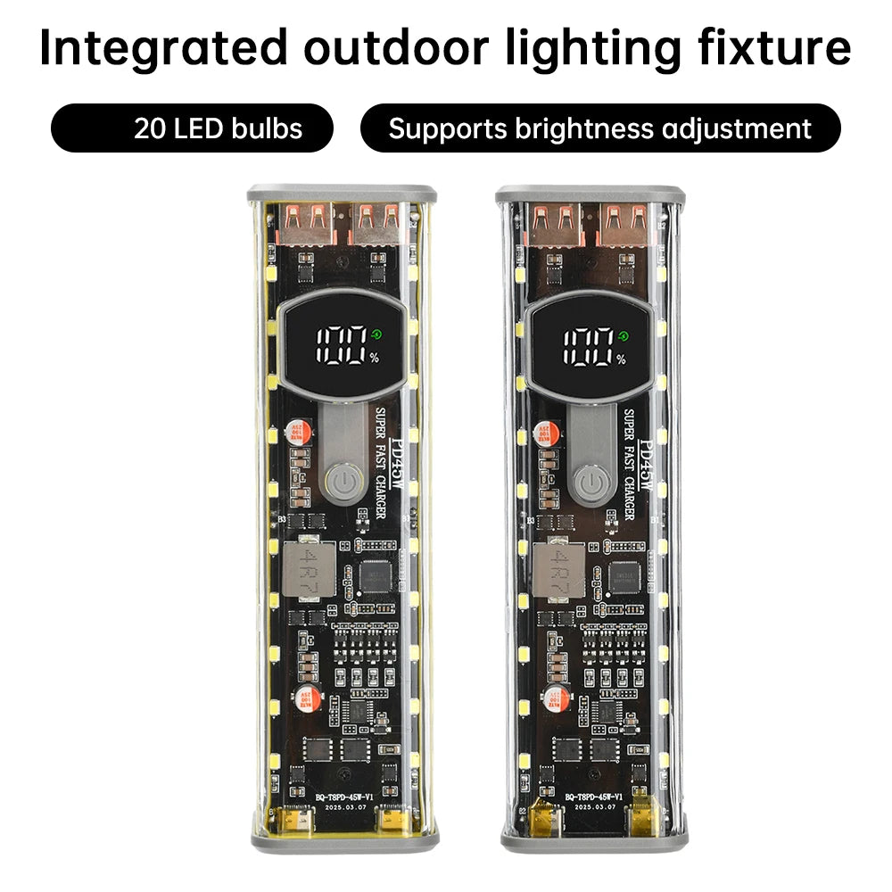8×18650 DIY Power Bank Case | PD 65W Fast Charging Kit