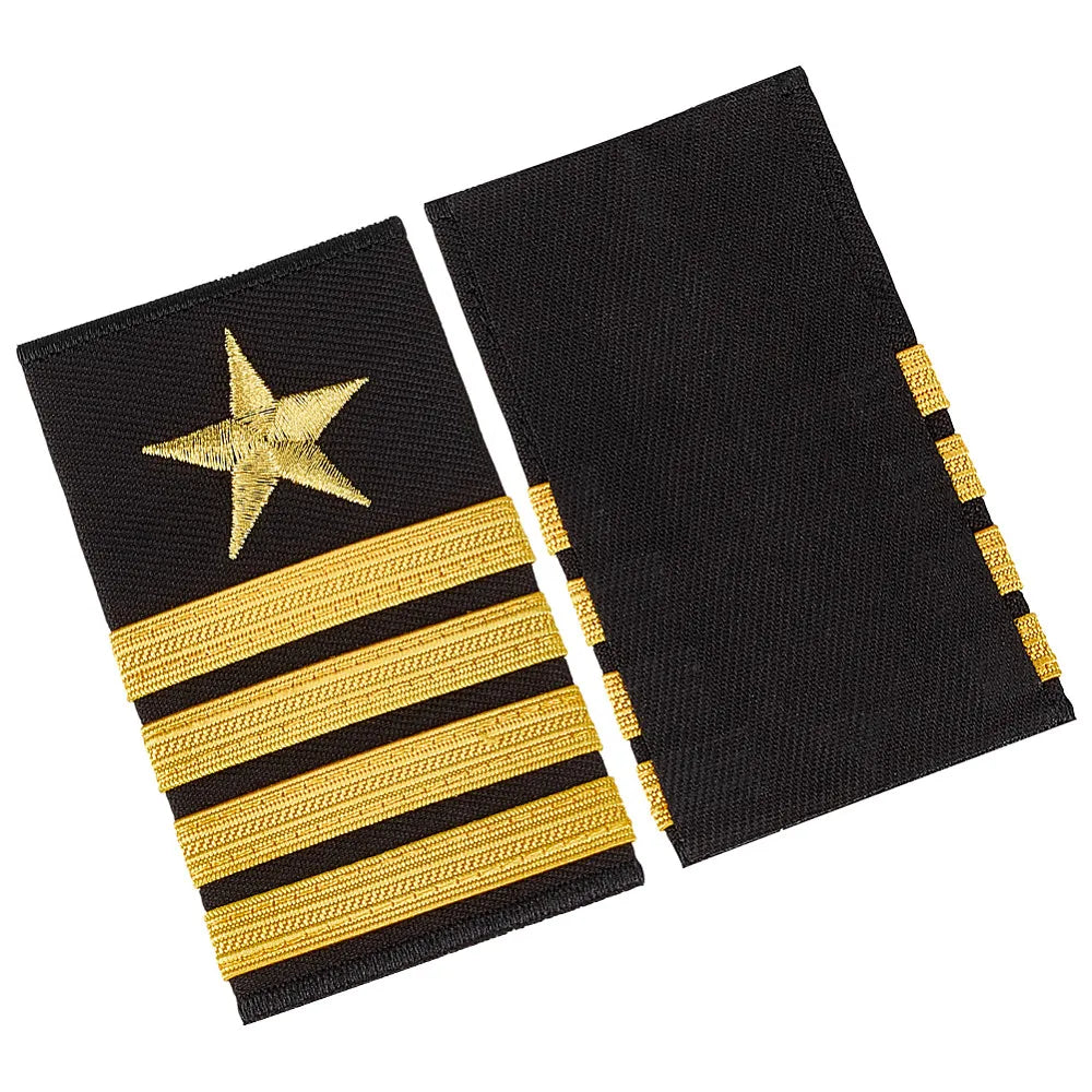 Black Polyester Sailor Epaulettes Rectangle Pair 90x52mm