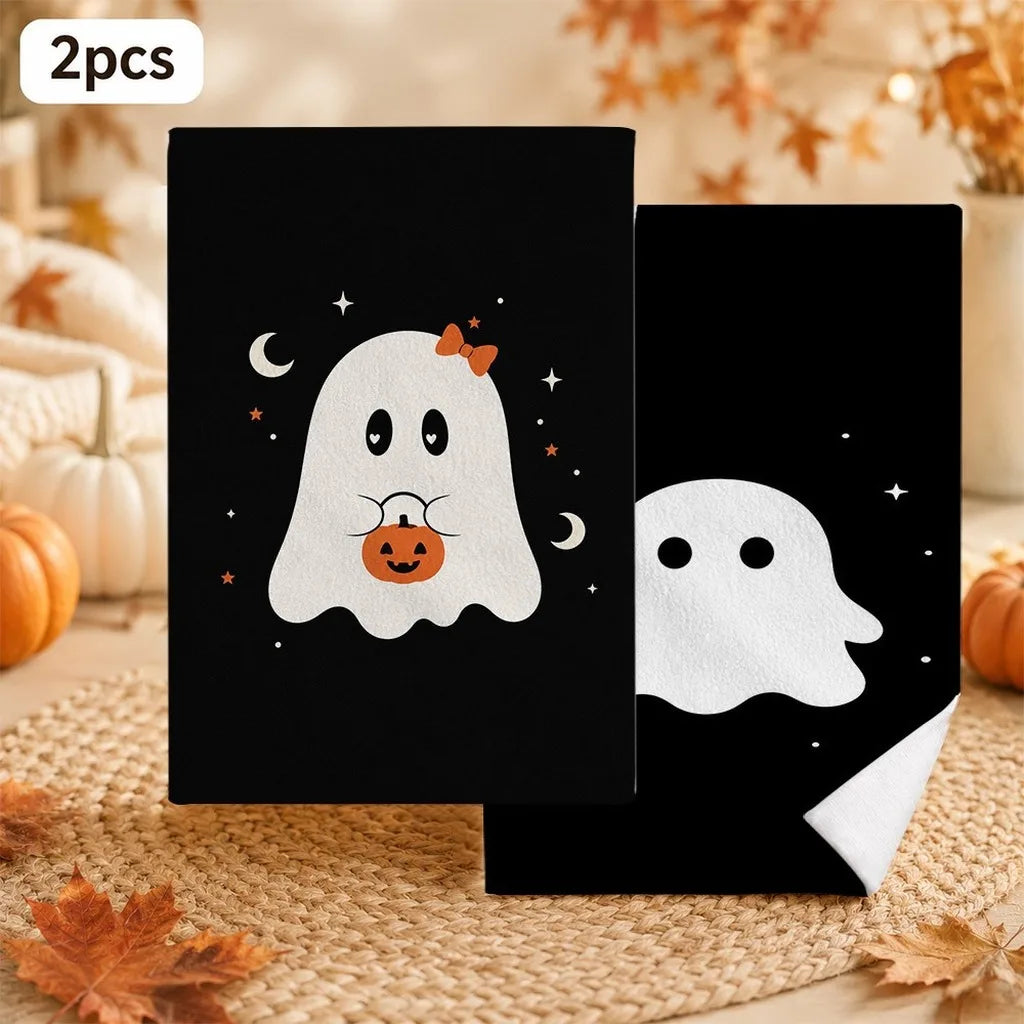 Halloween Ghost Pumpkin Microfiber Cleaning Cloths – 2-Pack
