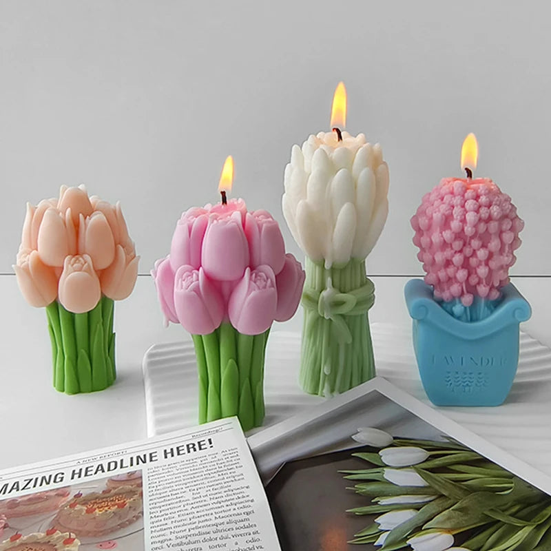3D Lavender Tulip Silicone Mold – Candle, Soap & Resin Craft