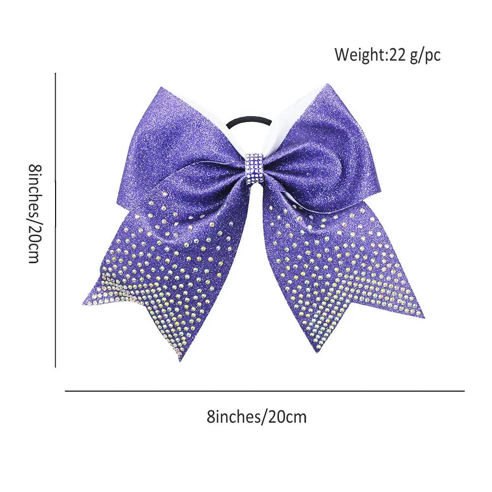 12-Pack 8" Diamond Rhinestone Cheer Bow – Girls & Women