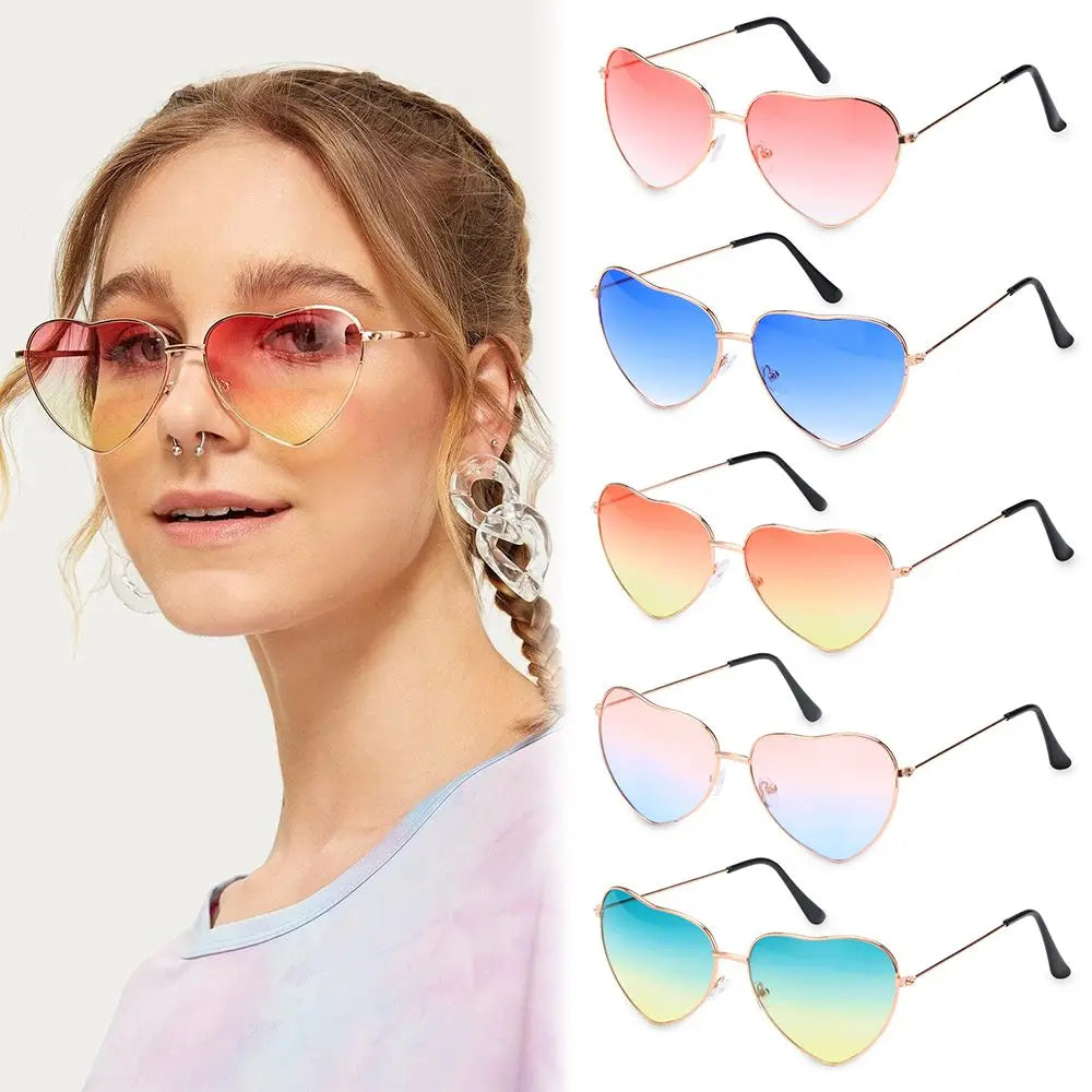 Heart-Shaped Sunglasses UV400 Metal Frame – Women's