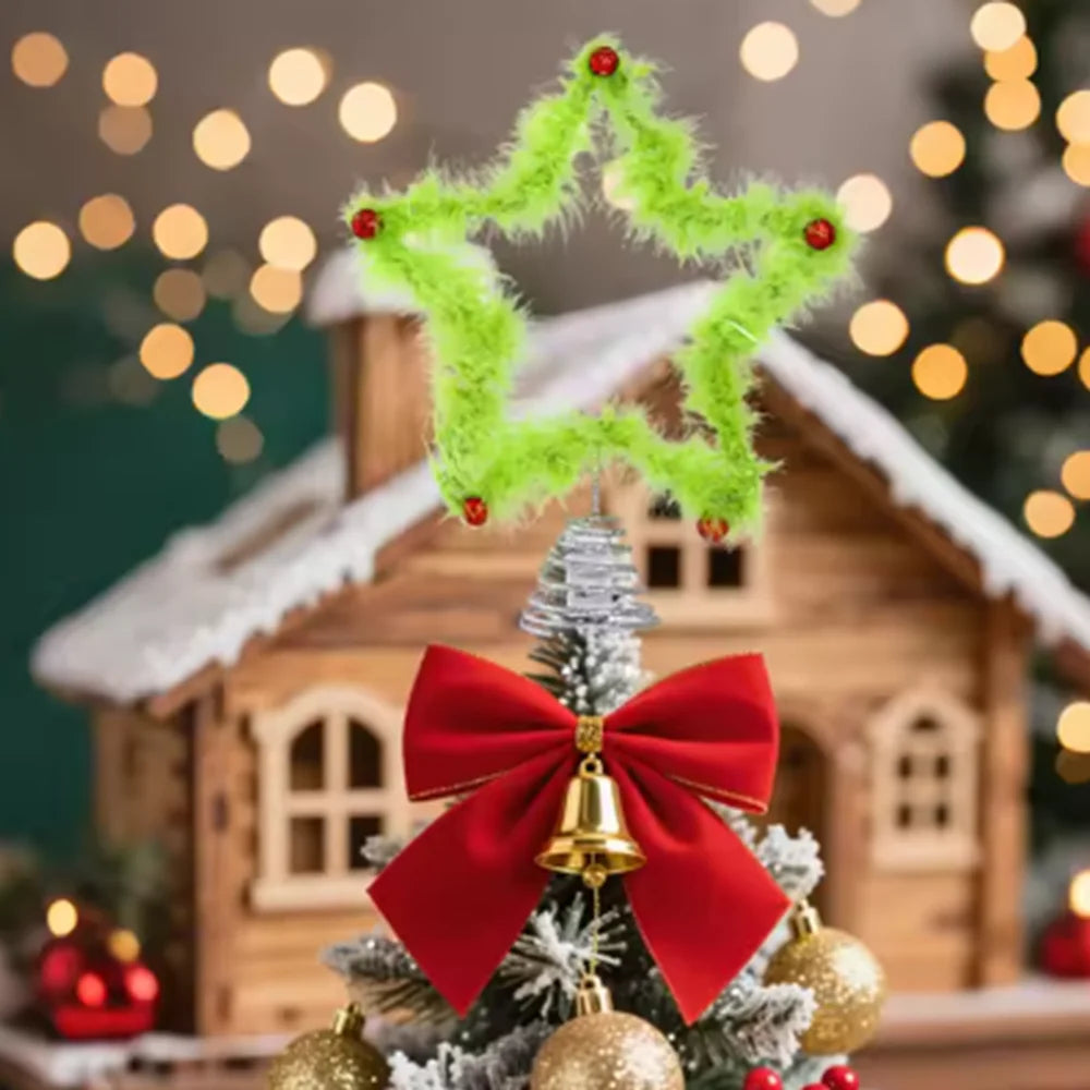 Christmas Tree Top Star Ornament – Iron & Plush Xmas Topper