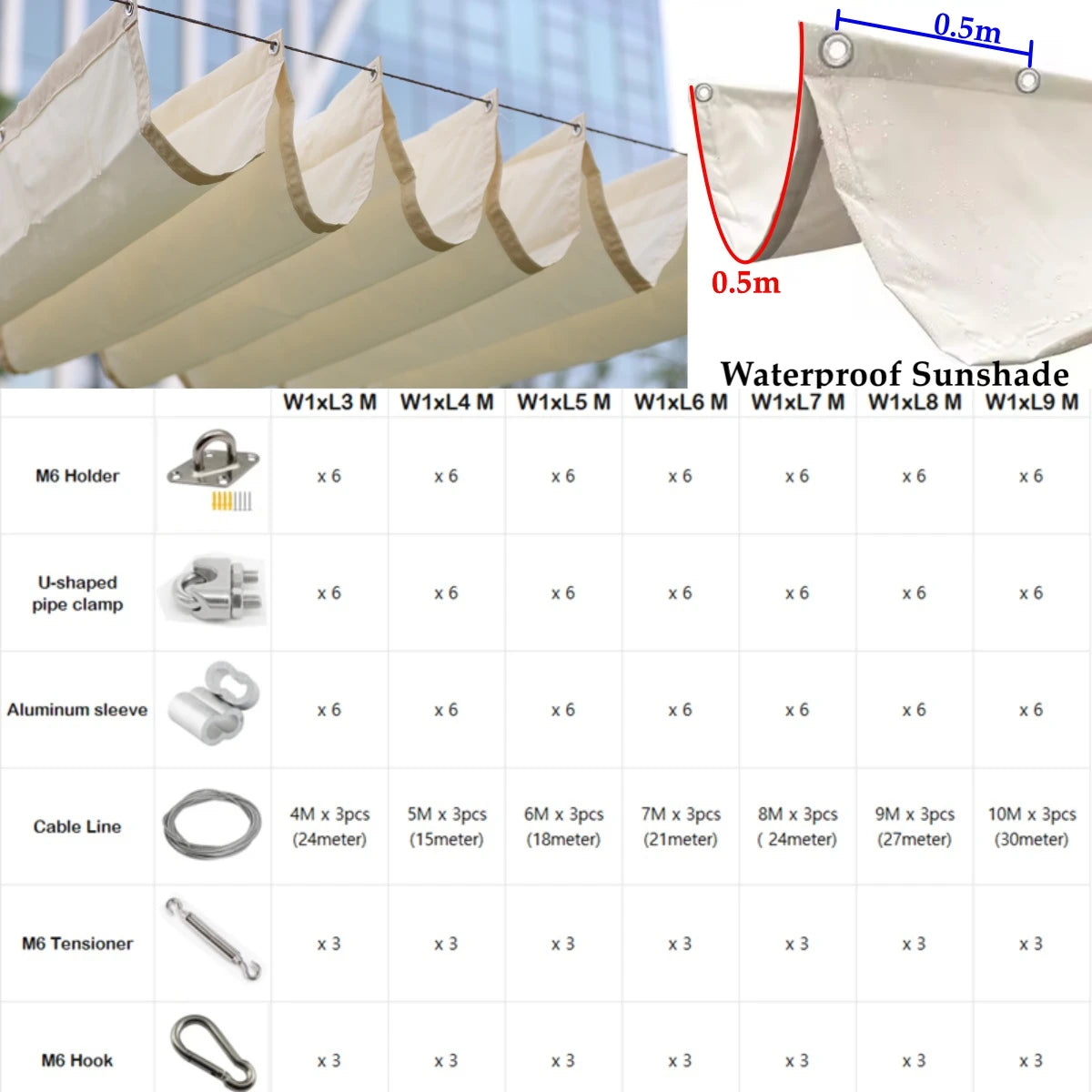 Waterproof Retractable Sunshade Sail – UV Block Garden Canopy