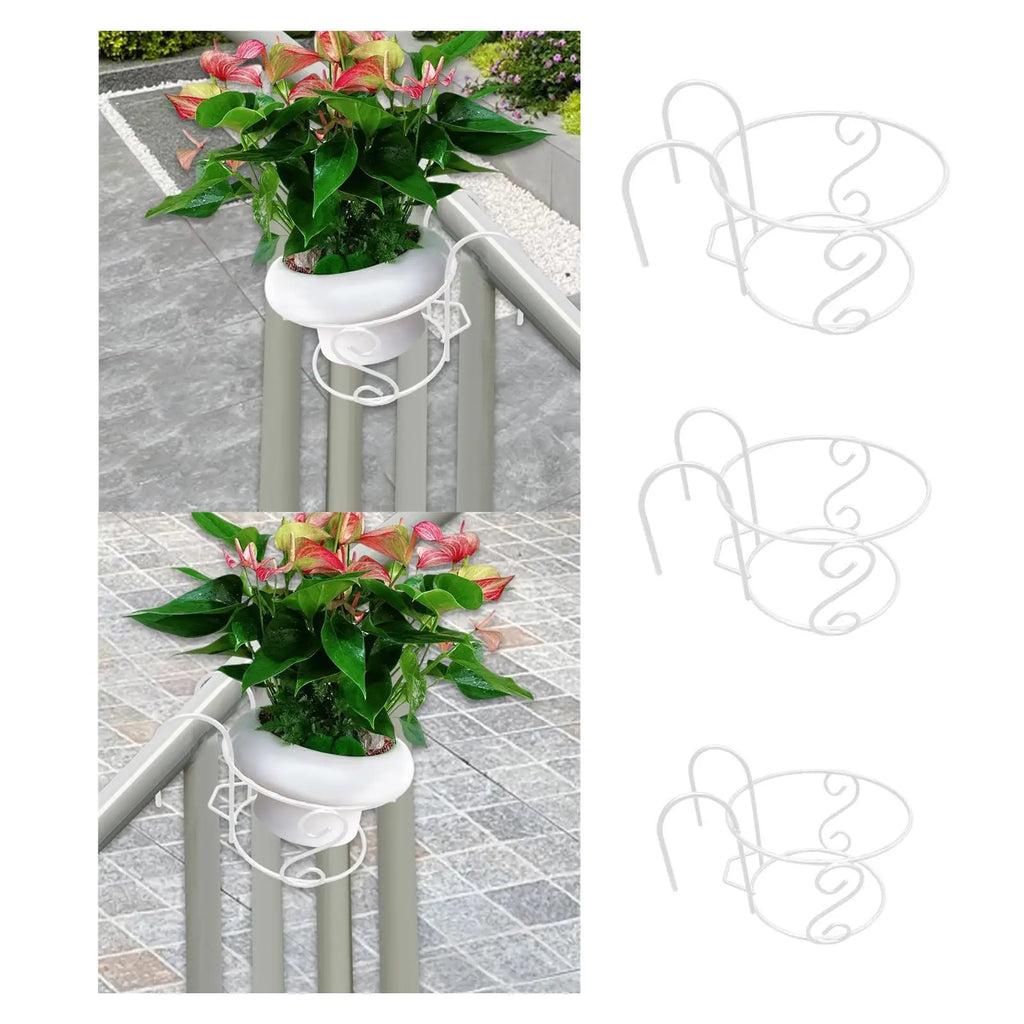 Metal Hanging Planter Basket with Hook – Railing Flower Pot