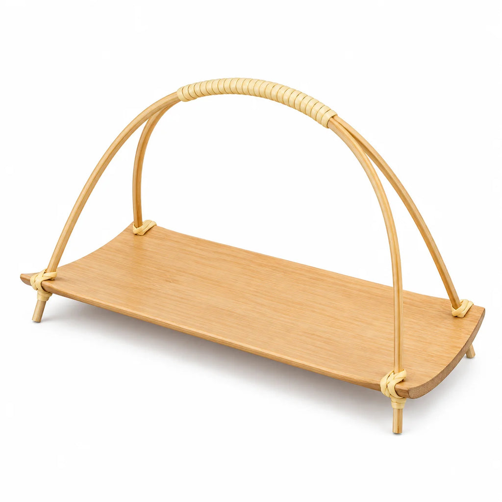 Bamboo Tea Snack Serving Tray with Handle – Handmade