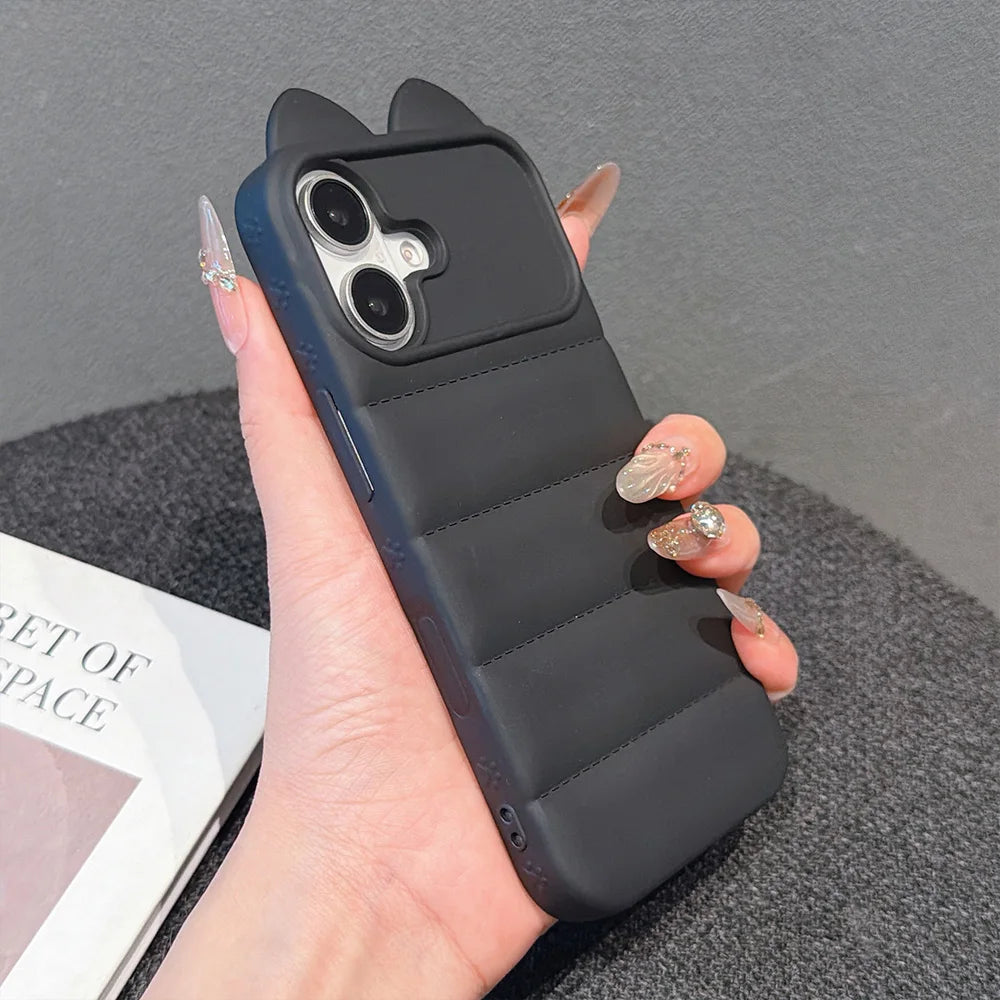3D Cat Ear iPhone Case – Shockproof Silicone Cover