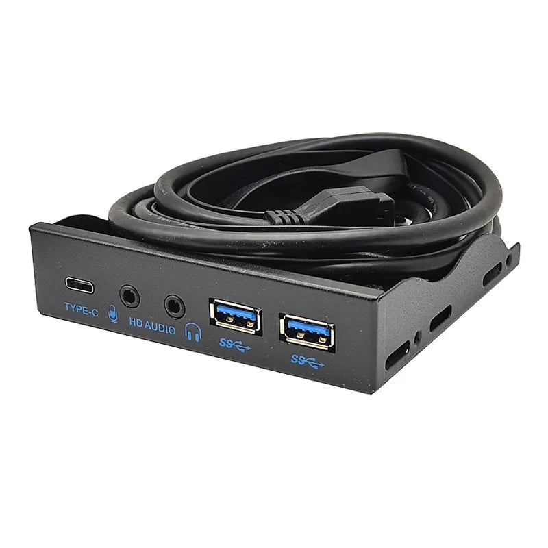 10Gbps USB-C HD Audio Front Panel Hub – 3.5" Bay Desktop