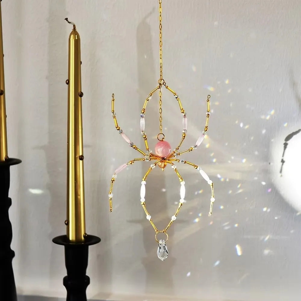 Pink Crystal Spider Sun Catcher – Window Rainbow Prism
