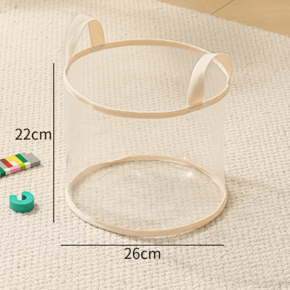 Transparent PVC Toy Storage Basket with Handle | Large Capacity