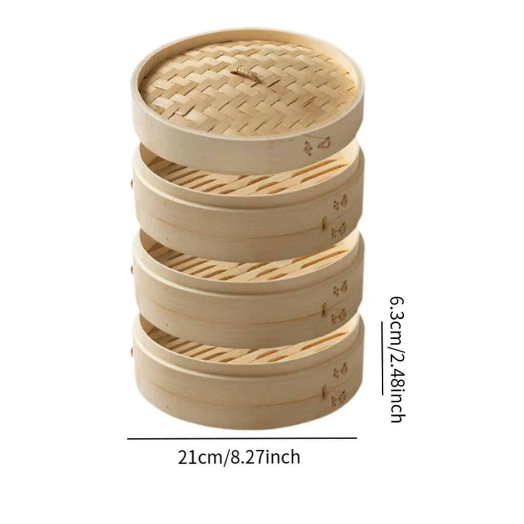 3-Tier Bamboo Steamer Basket – Dumplings, Dim Sum & Veggies