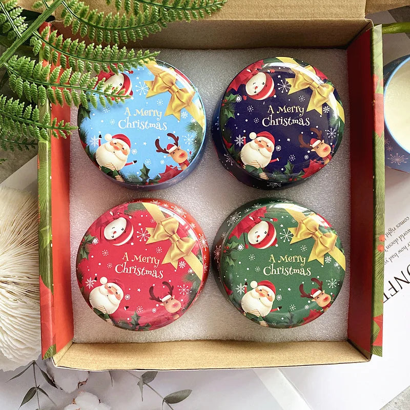 Christmas Round Tin Candy Jar – Festive Metal Storage Can