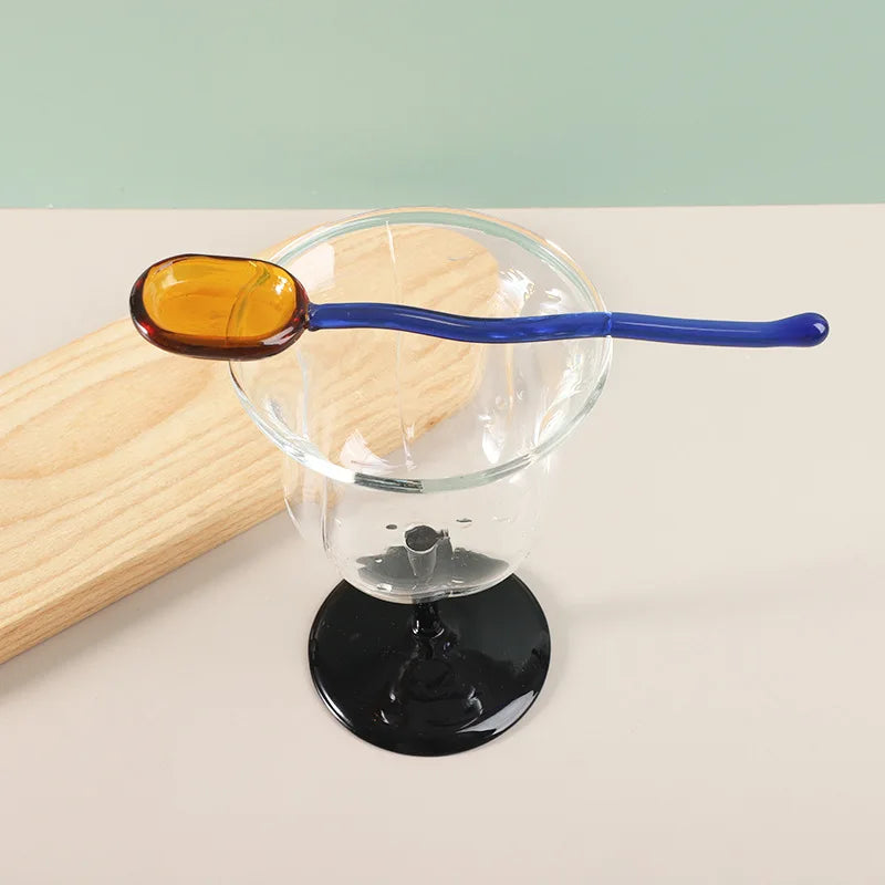 Colorful Glass Long Handle Dessert & Coffee Stirring Spoon