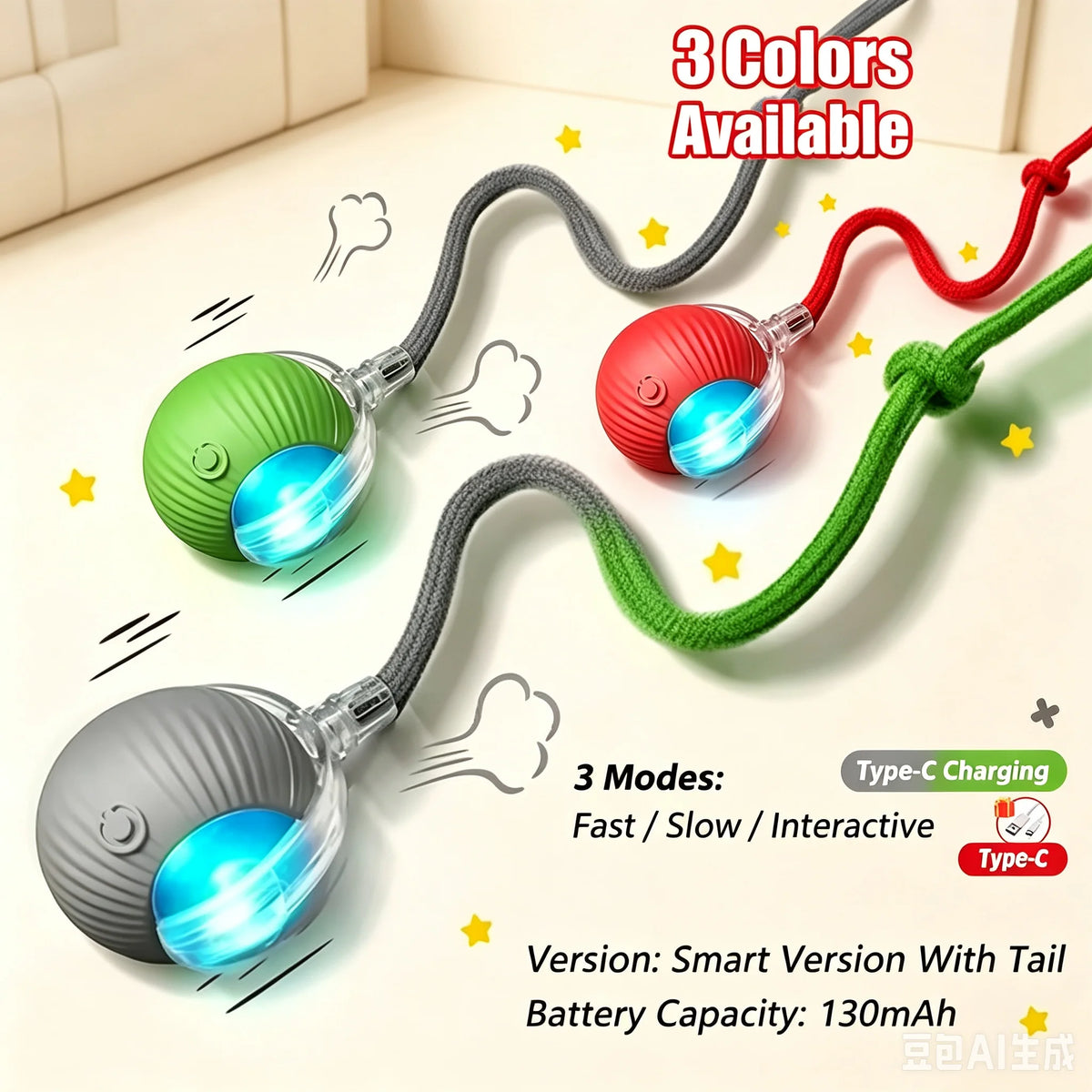 Interactive Electric Pet Ball Toy – Auto Obstacle Avoidance