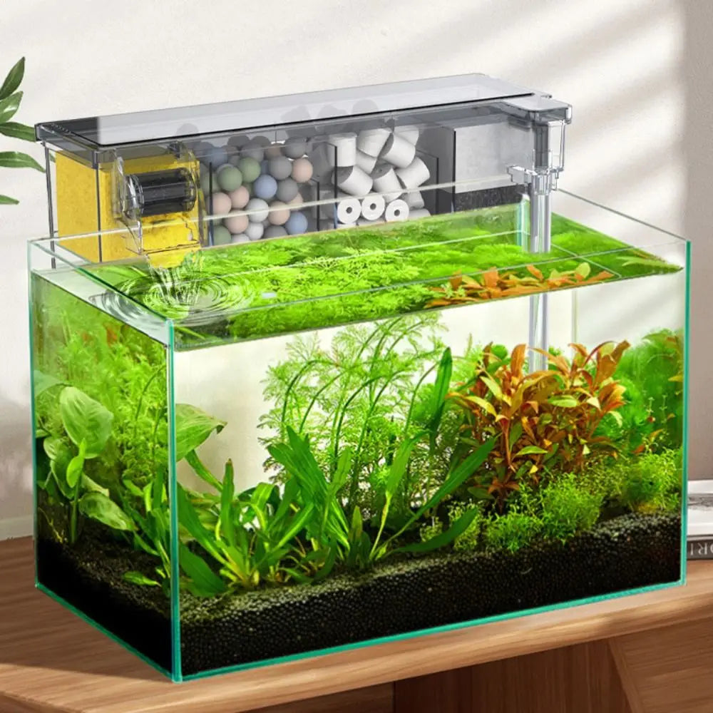 Wall-Mounted Fish Tank with Silent Waterfall Filter & Pump