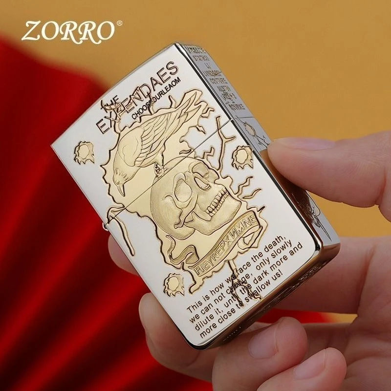 ZORRO Brass Windproof Refillable Kerosene Lighter | Mirror Carved