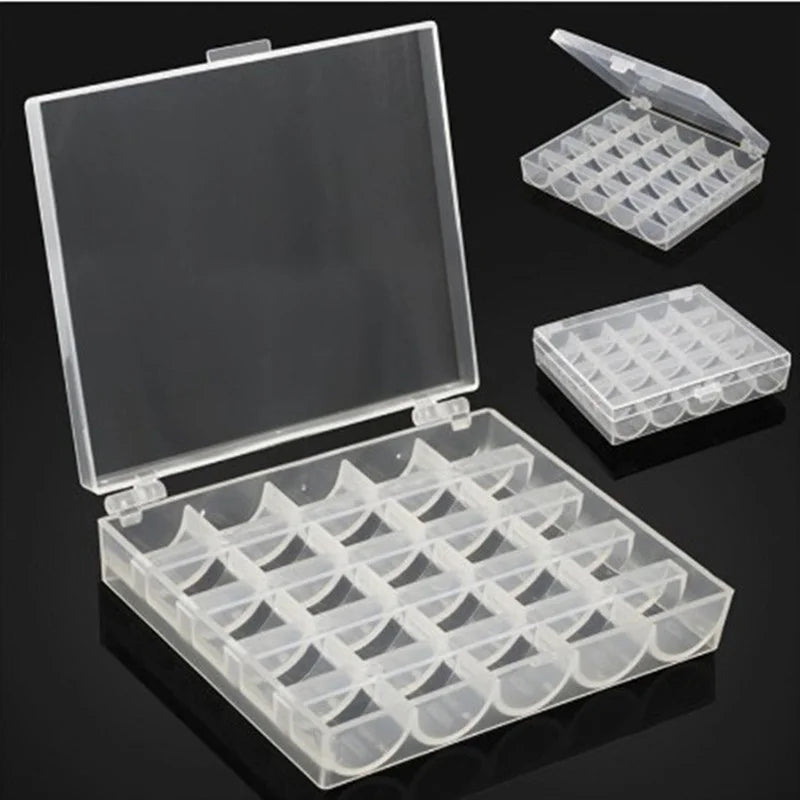 Clear Plastic Bobbin Storage Case – 25 or 36 Grid Sewing Box