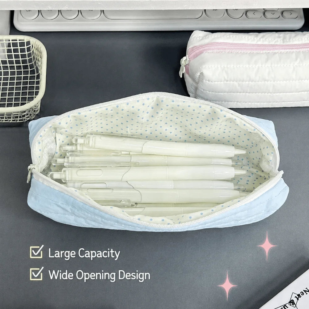 Large-Capacity Cream Pencil Case – Cute Rabbit Stationery Bag