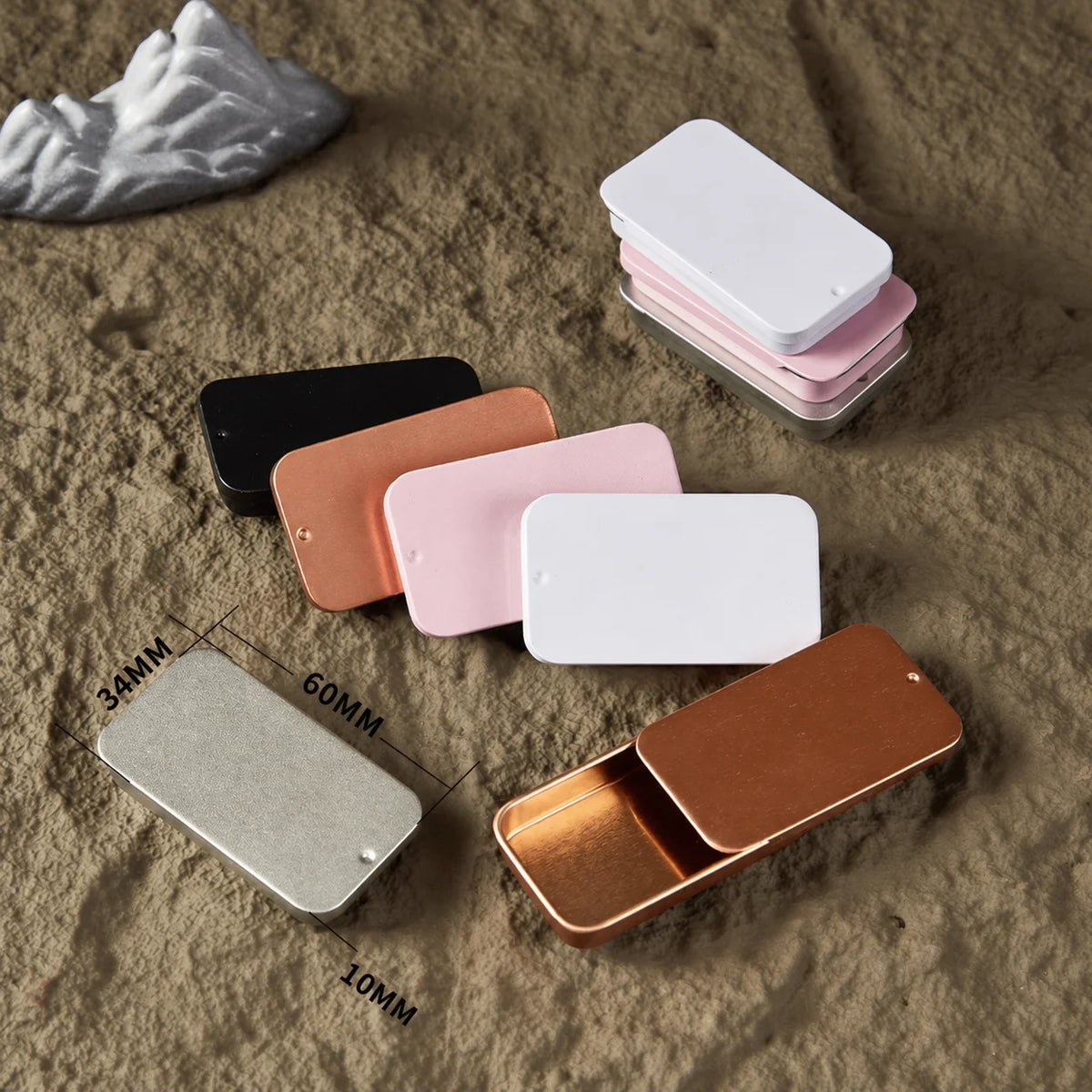 Rectangular Tin Slide-Lid Storage Box – Minimalist 2 Pack