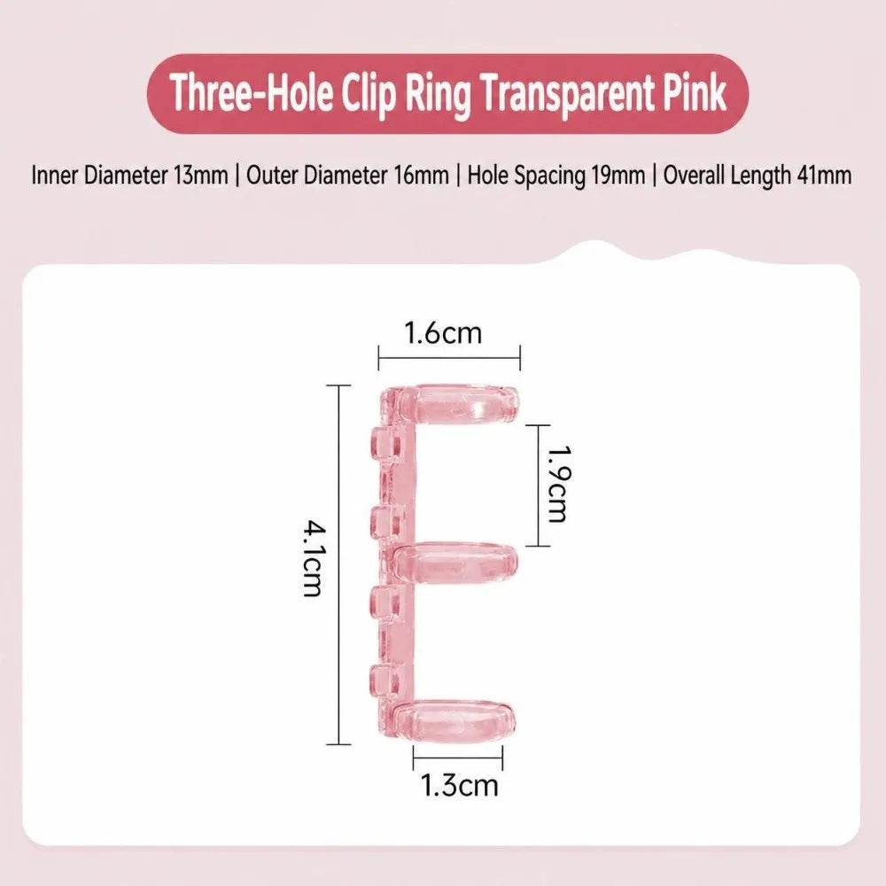 Transparent 3-Hole Plastic Loose Leaf Binder Rings – 7 Colors