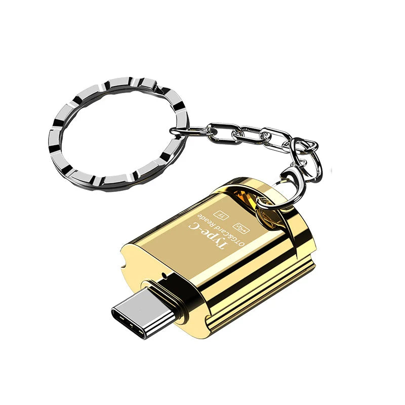 USB-C OTG Card Reader – Micro SD TF & USB Adapter + Key Chain