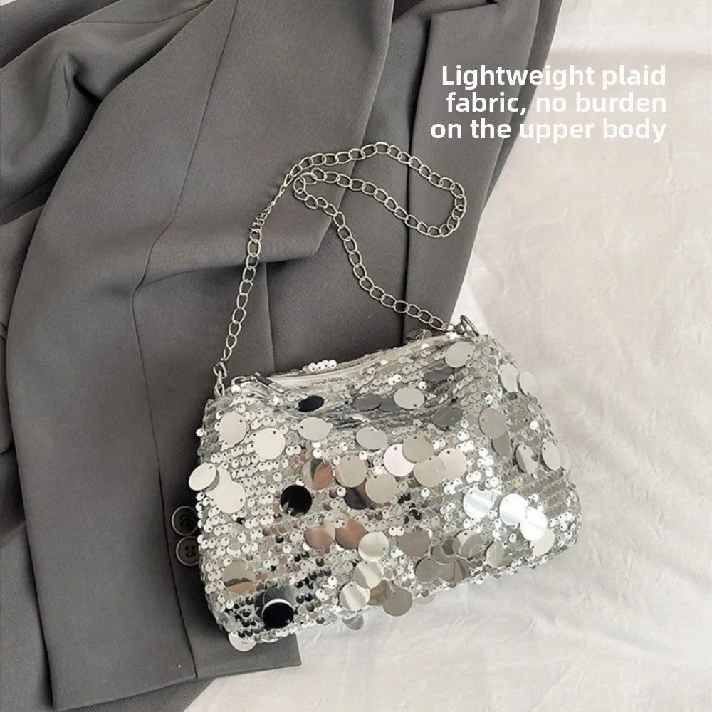 Sequin Shoulder Bag – Lightweight Chain Crossbody Evening Bag