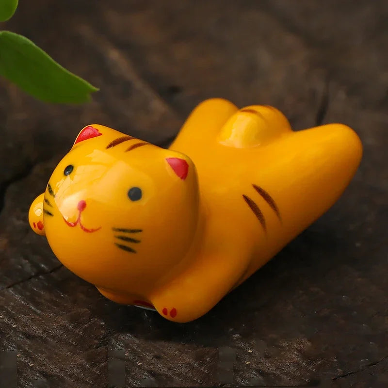 Japanese Ceramic Cat Chopstick Holder & Spoon Rest