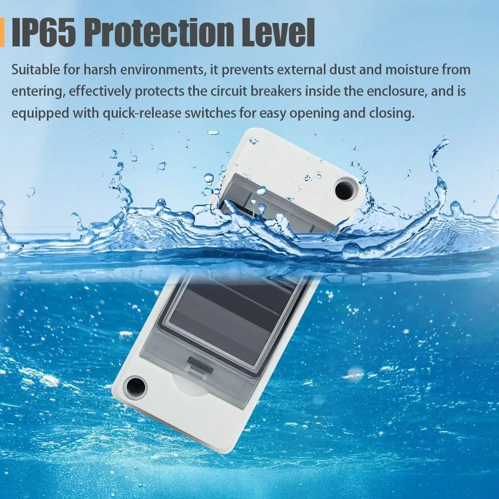 HT-2 IP65 Waterproof 2-Way Distribution Breaker Box | Solar