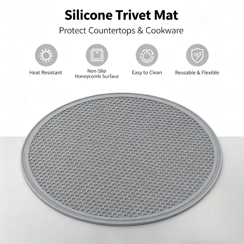Round Silicone Honeycomb Trivet Mats | Heat Resistant Non-Slip