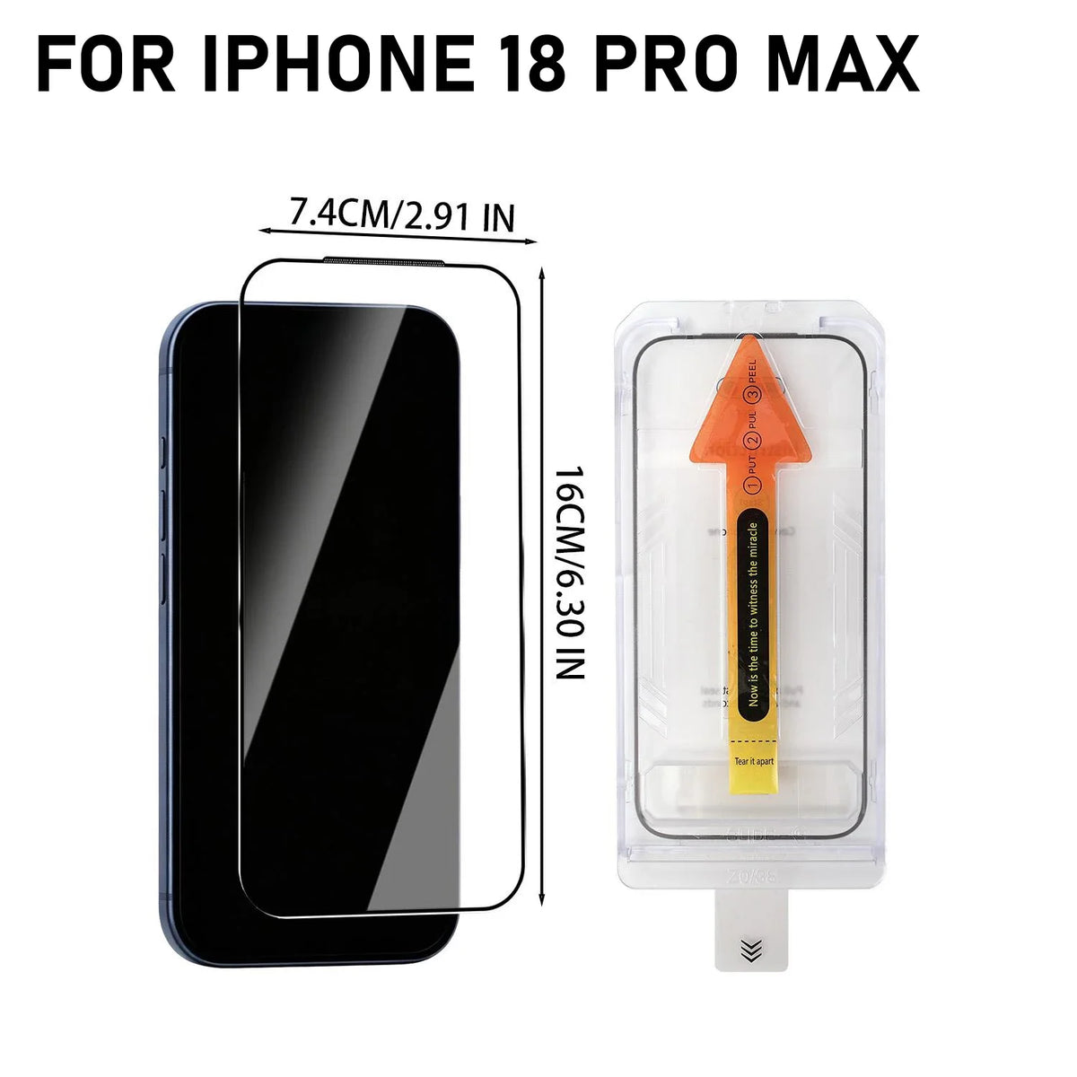 Tempered Glass Screen Protector iPhone 18 Pro Max – HD & Privacy