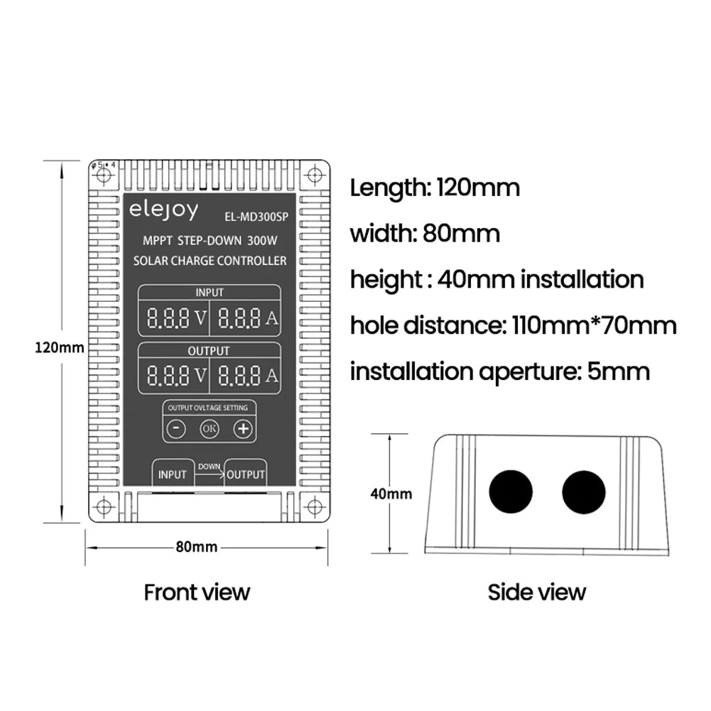 400W MPPT Solar Charge Controller | 10–30V Adjustable Output