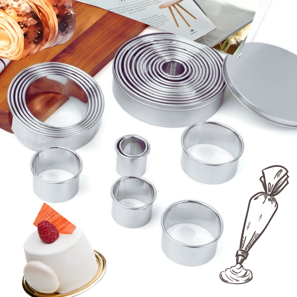 Stainless Steel Round Cookie & Dough Cutter Set – 9–12 Pc