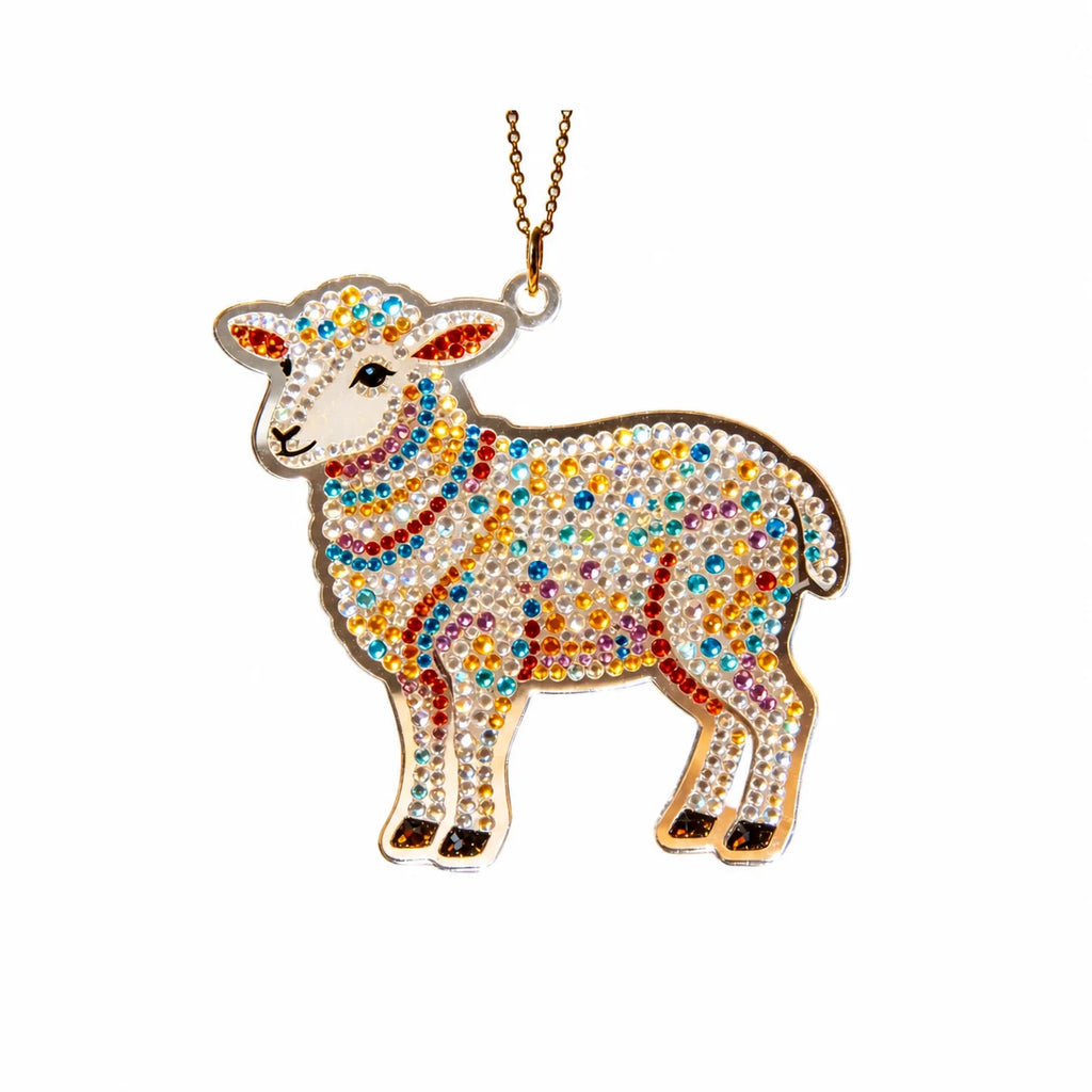 Ornate Floral Sheep Acrylic Christmas Tree Hanging Ornament