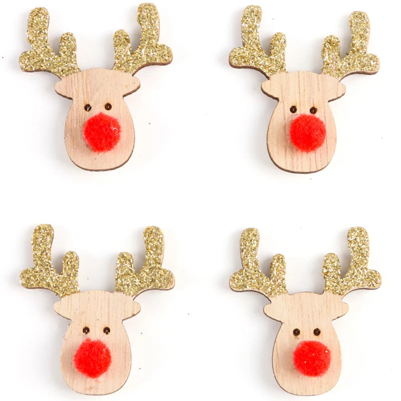 Sparkling Pink Nose Elk Christmas Ornaments – 6-Piece Set
