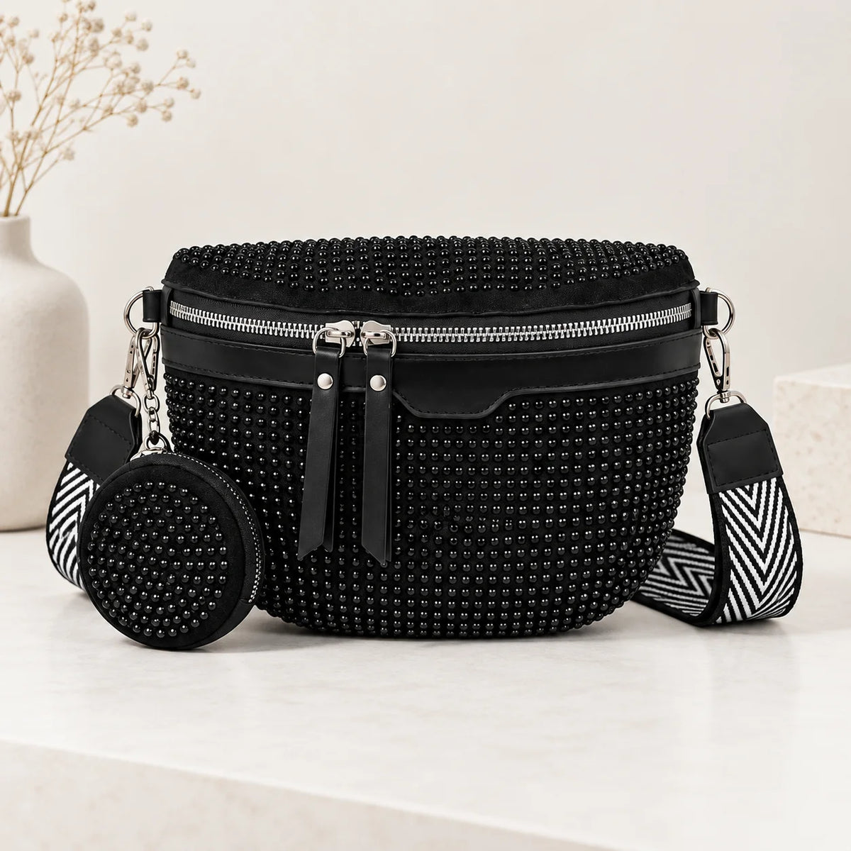 Women's Rhinestone Crossbody Bag | Sparkly Chain Sling Bag