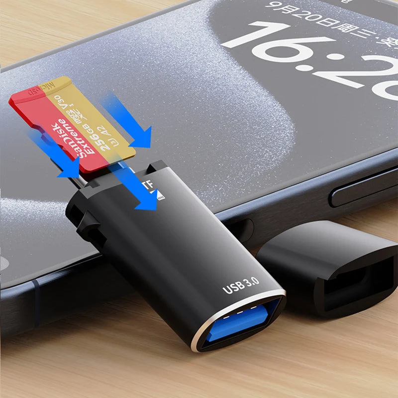 USB-C to USB 3.0 OTG Adapter – SD & TF Card Reader Dongle
