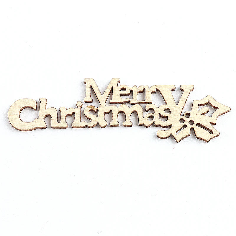 Wooden Merry Christmas Pendants Set of 10 – DIY Tree Ornaments