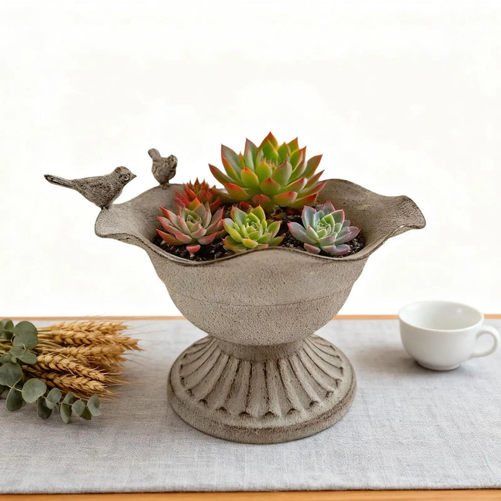 Antique Goblet Urn Metal Vase – Vintage Iron Flower Planter