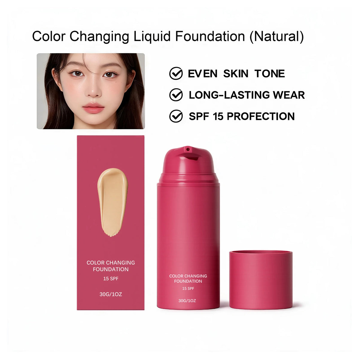 Color Changing Foundation SPF 15 | Full Coverage Lightweight