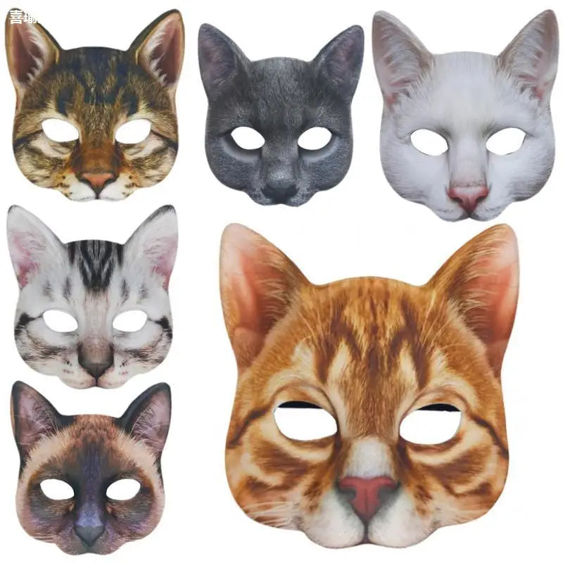 Lifelike Half Face Cat Mask – Unisex Halloween Cosplay Prop