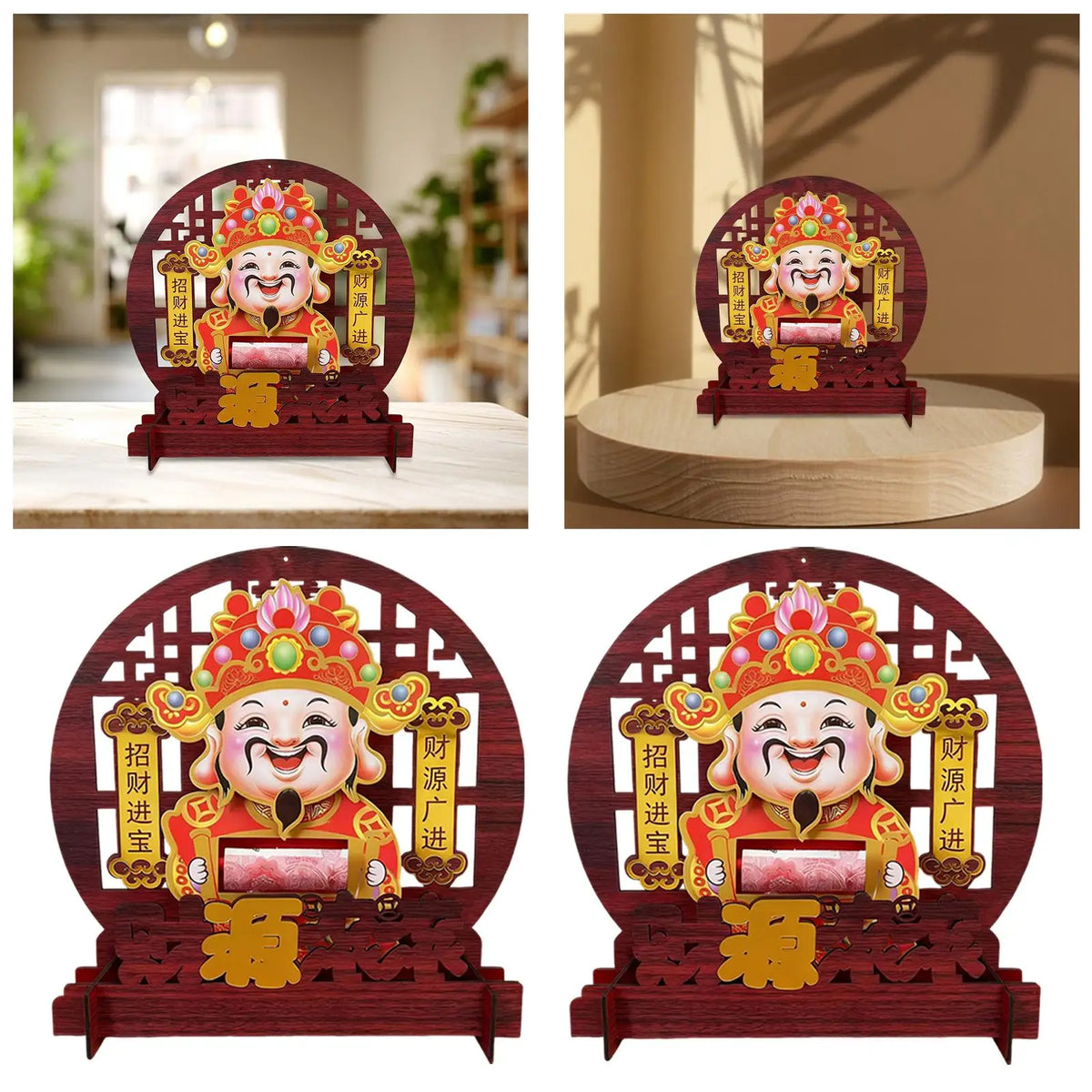 Wooden Feng Shui Blessing Ornament | Chinese New Year Tabletop Sign