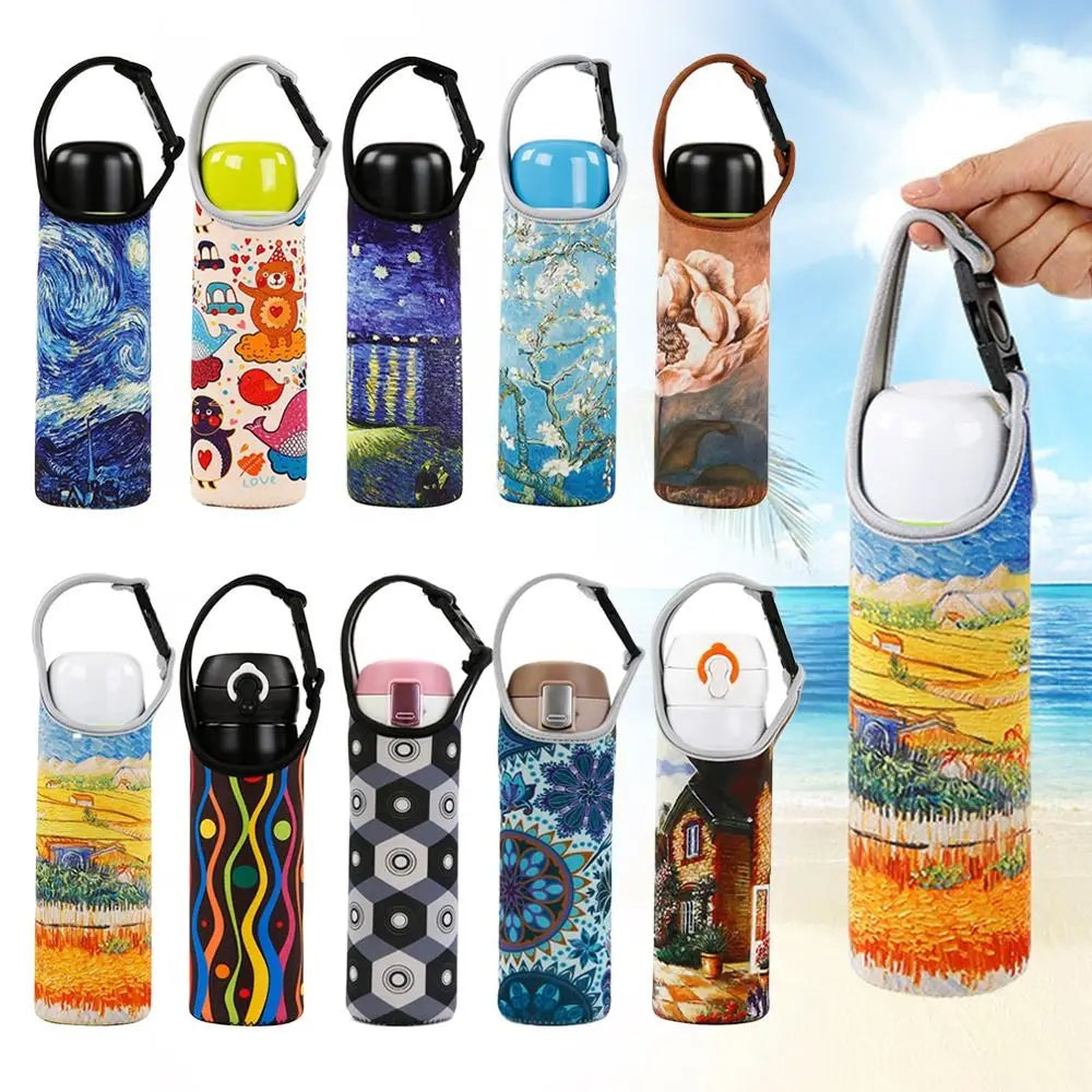 Neoprene Water Bottle Insulator Sleeve with Carry Strap