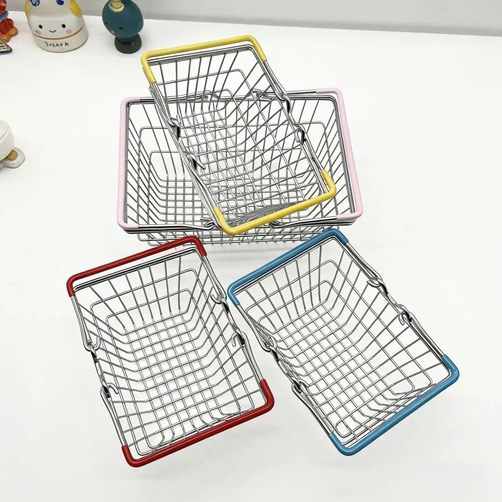 Metal Wire Mini Shopping Basket – Mesh Desk Organizer 2 Sizes